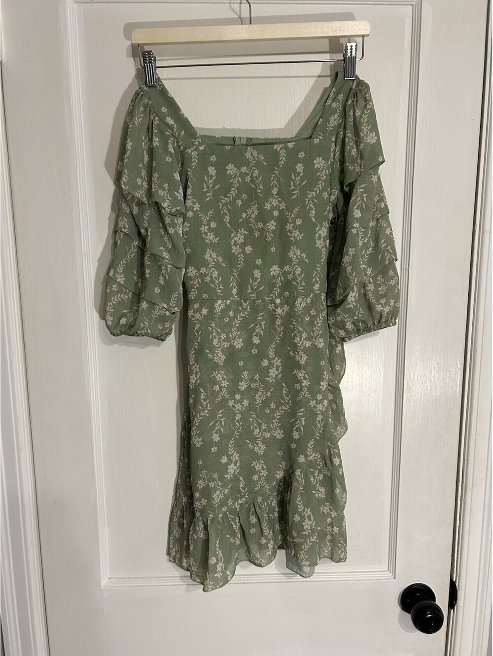 formal dresse sz 14 Girls Speechless Kids Spring Summer Puff Sleeve Green Floral